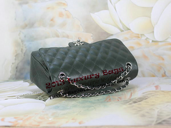 Chanel 2.55 Series Classic Flap Bag 1112 Dark Green Original Cannage Pattern Leather Silver