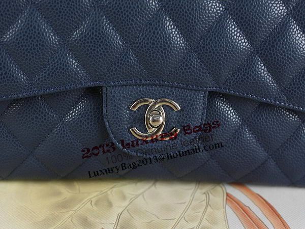 Chanel 2.55 Series Classic Flap Bag 1112 RoyalBlue Cannage Pattern Original Leather Silver