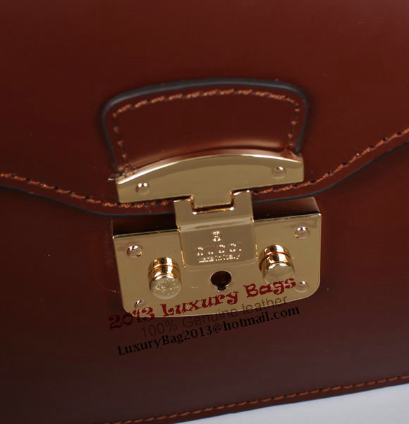 Gucci Lady Lock Calf Leather Briefcase Clutch 331823 Brown