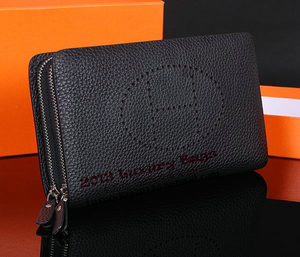 Hermes Evelyn Clutch in Grainy Leather H1013 Black