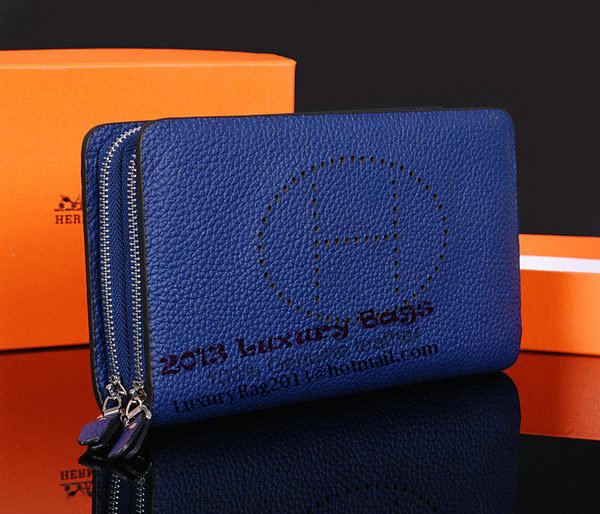 Hermes Evelyn Clutch in Grainy Leather H1013 RoyalBlue