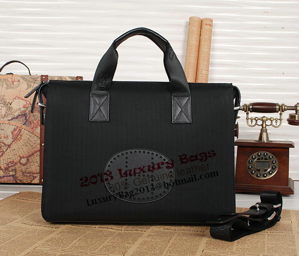 Hermes Mens Briefcase Fabric 1408 Black&Brown