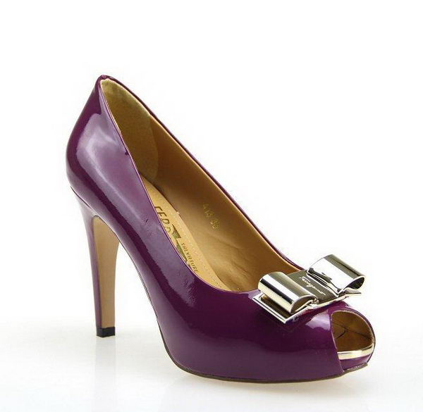 Salvatore Ferragamo Patent Leather 130mm Heel FL0313 Purple