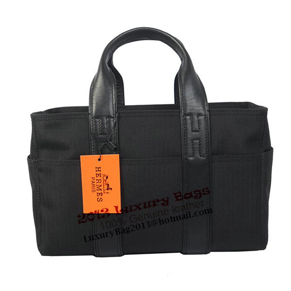 Hermes Tote Bag Canvas & Leather H858S Black