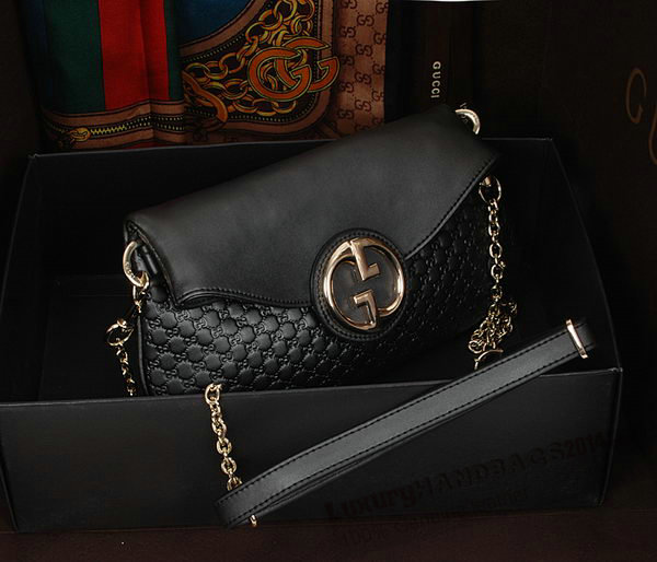 Gucci Black pearl leather Chain Shoulder Bag 336746