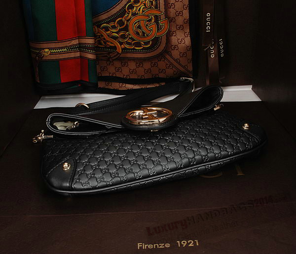 Gucci Black pearl leather Chain Shoulder Bag 336746