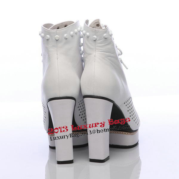 Prada Ankle Boot Sheepskin Leather 100mm Heel PD302 White
