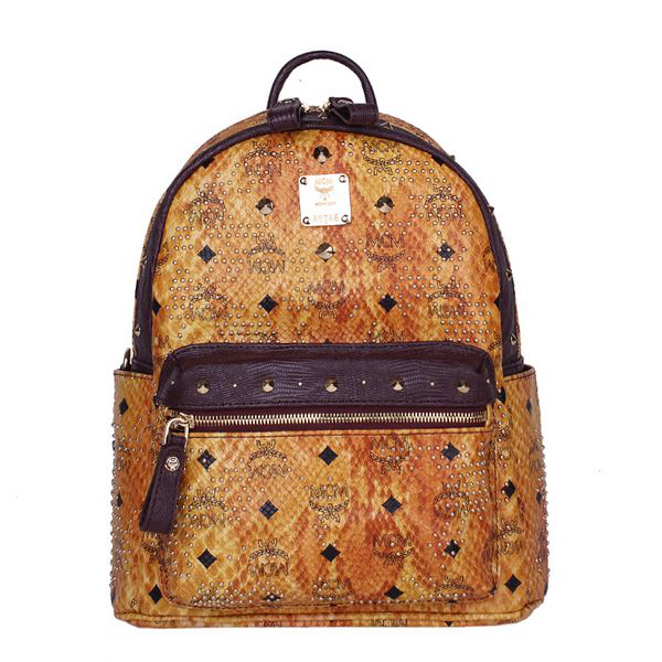 MCM Armour Small Backpack Snake Leather MC2095S Wheat