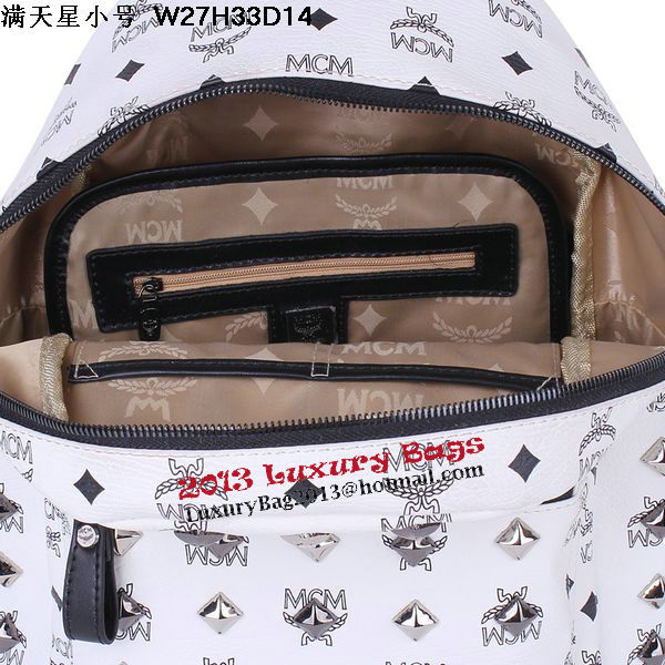 MCM Stark Studded Small Backpack MC2089S White