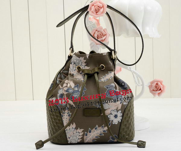 Gucci Camouflage Leather Bucket Bag 354228 Khaki