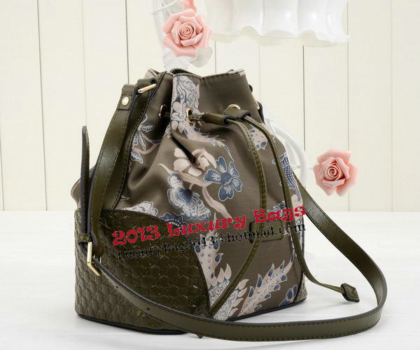Gucci Camouflage Leather Bucket Bag 354228 Khaki
