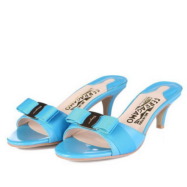 Salvatore Ferragamo Patent Leather Sandals FL0422 Blue