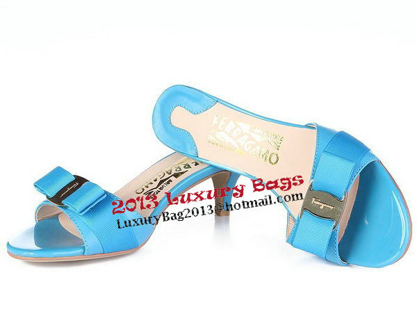 Salvatore Ferragamo Patent Leather Sandals FL0422 Blue