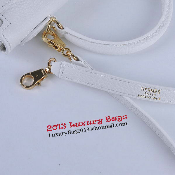 Hermes Kelly 28cm Shoulder Bags White Grainy Leather Gold