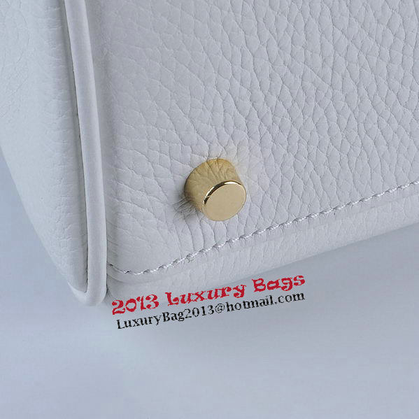 Hermes Kelly 28cm Shoulder Bags White Grainy Leather Gold