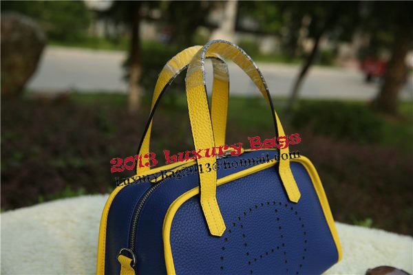 Hermes Boston Bag Grainy Leather H9898 Blue