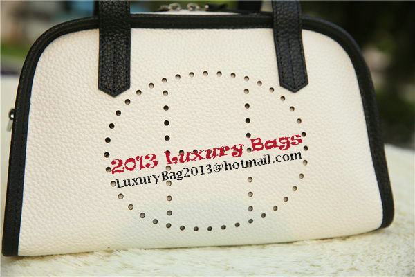 Hermes Boston Bag Grainy Leather H9898 White