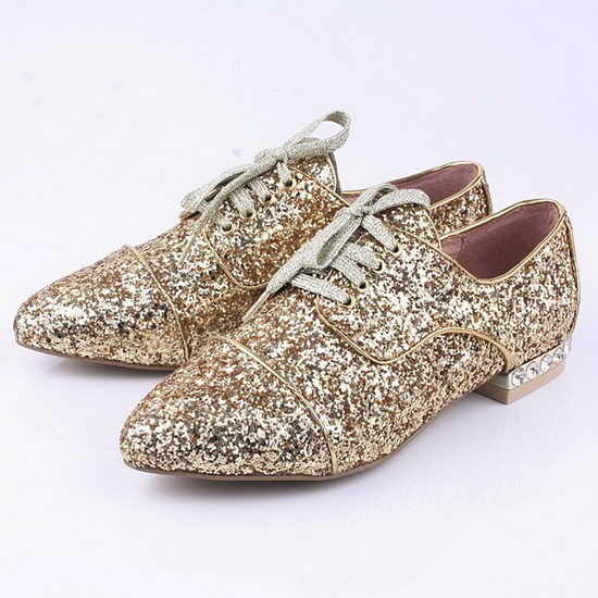 miu miu Casual Shoes Sequins Leather M308 Gold