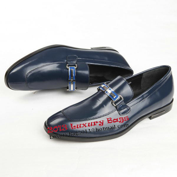 Prada Patent Leather Men Shoes PD333 Blue