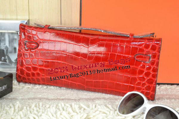 Hermes Kelly Clutch Bag Croco Leather K31 Red