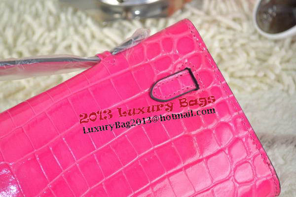 Hermes Kelly Clutch Bag Croco Leather K31 Rose