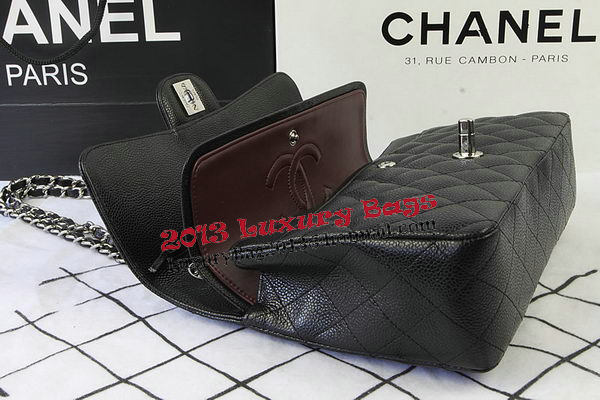 Chanel 2.55 Series Bags Black Cannage Pattern Leather CFA1112 Silver