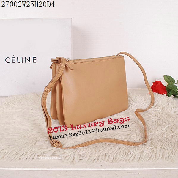 Celine Trio Calfskin Leather Shoulder Bag C27002 Apricot