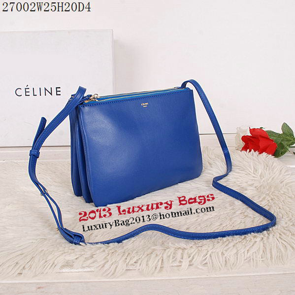 Celine Trio Calfskin Leather Shoulder Bag C27002 Blue