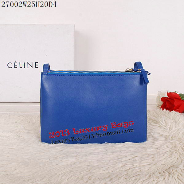 Celine Trio Calfskin Leather Shoulder Bag C27002 Blue