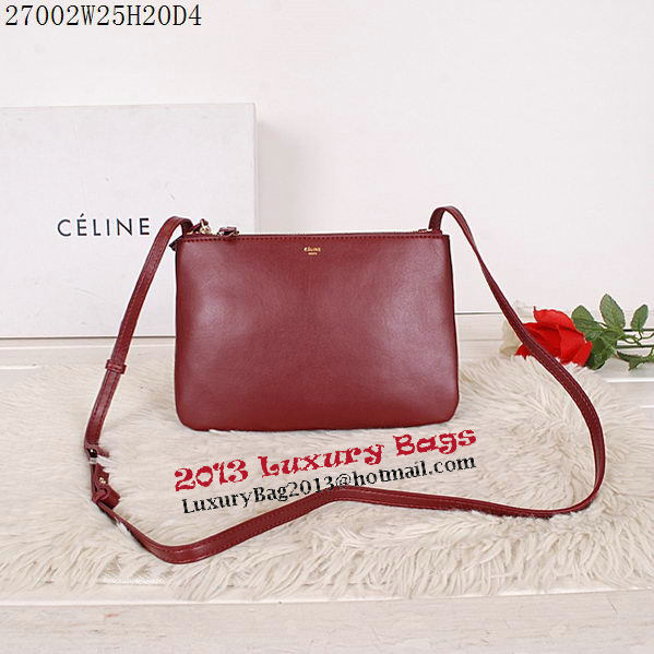 Celine Trio Calfskin Leather Shoulder Bag C27002 Burgundy