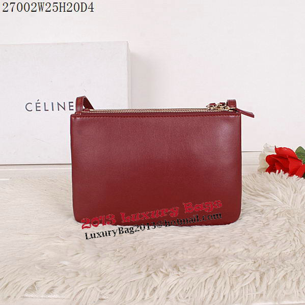 Celine Trio Calfskin Leather Shoulder Bag C27002 Burgundy