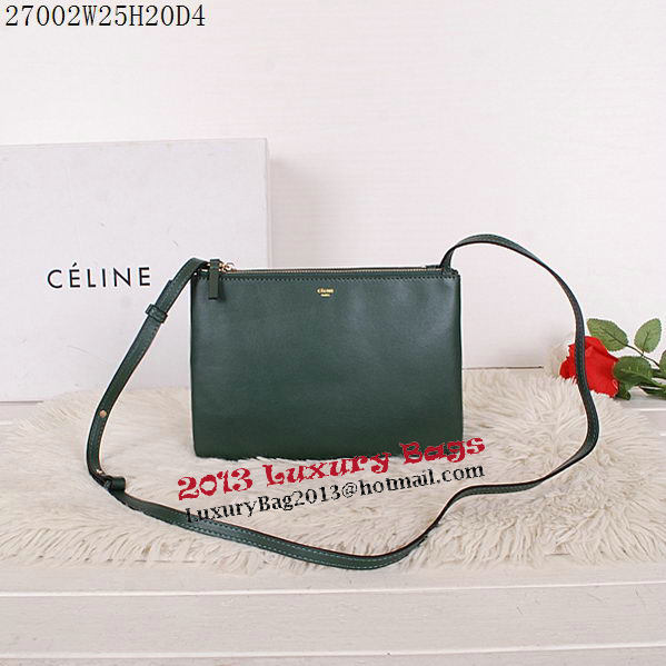 Celine Trio Calfskin Leather Shoulder Bag C27002 Green