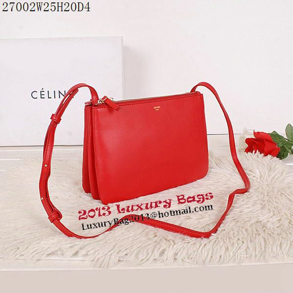 Celine Trio Calfskin Leather Shoulder Bag C27002 Red