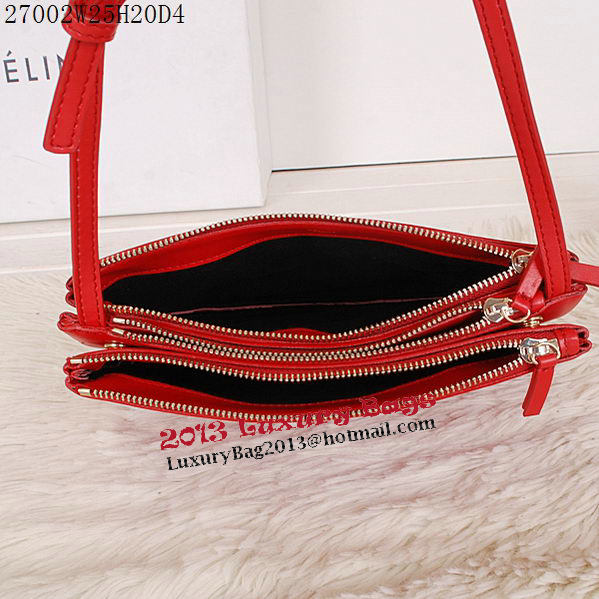 Celine Trio Calfskin Leather Shoulder Bag C27002 Red
