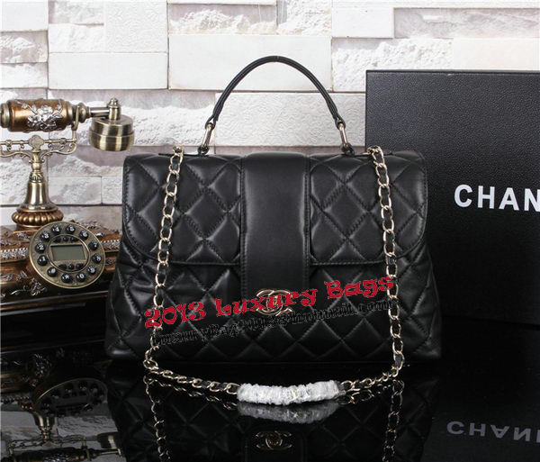 Chanel A67119 Top Handle Bag Sheepskin Leather Black