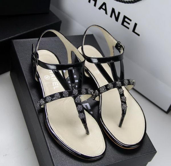 Chanel Patent Leather Sandals CH1060 Black