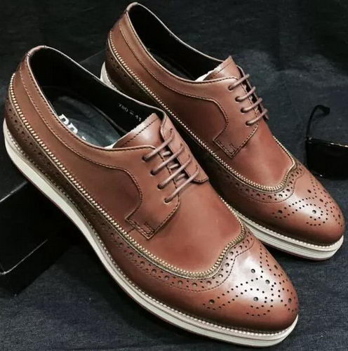 Prada Men Casual Shoes Calfskin Leather PD377 Brown