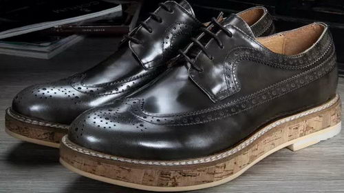 Prada Men Casual Shoes Calfskin Leather PD379 Grey