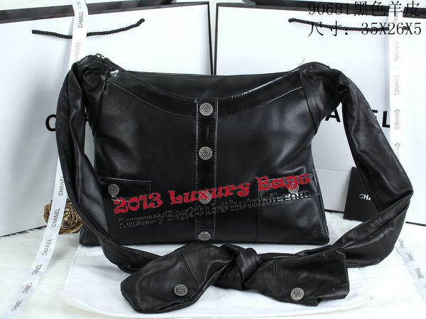 Girl Chanel Bag Lamskin Leather A90681 Black