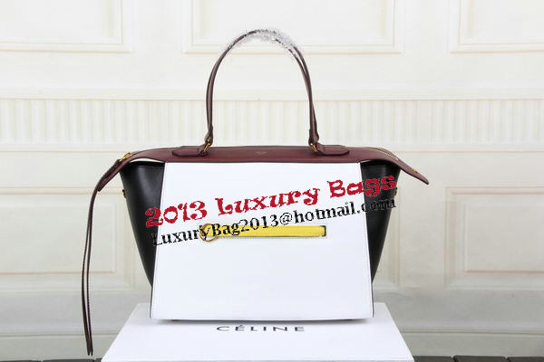 Celine Ring Bag Smooth Calfskin Leather 176203 White&Black&Maroon