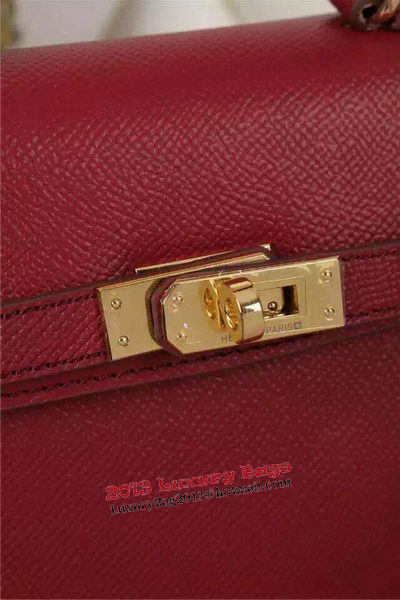 Hermes Kelly 20cm Tote Bag Litchi Leather K20 Burgundy