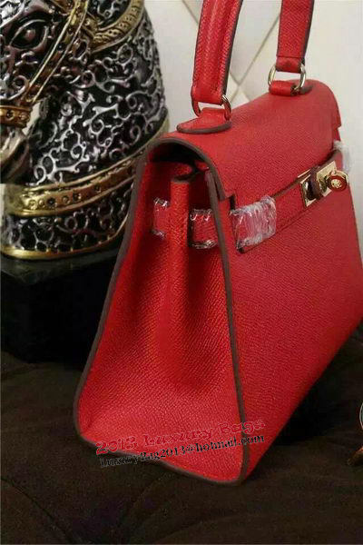 Hermes Kelly 20cm Tote Bag Litchi Leather K20 Red