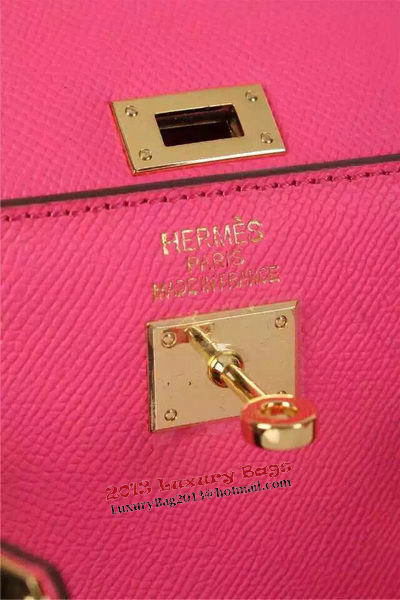 Hermes Kelly 20cm Tote Bag Litchi Leather K20 Rose