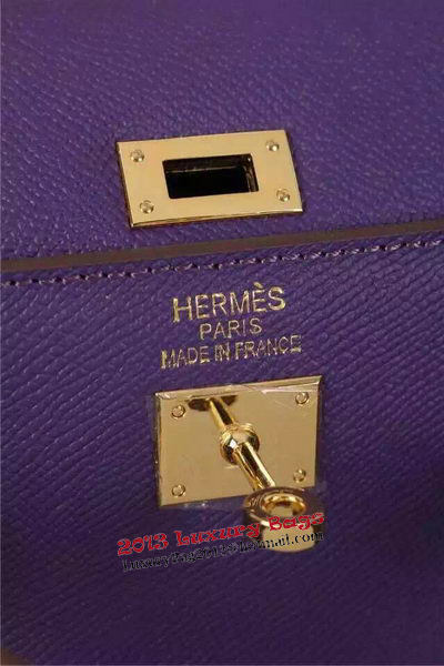 Hermes Kelly 20cm Tote Bag Litchi Leather K20 Violet