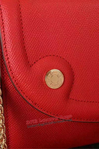 Hermes Passe-Guide Shoulder Bag Calfskin Leather H33225 Red