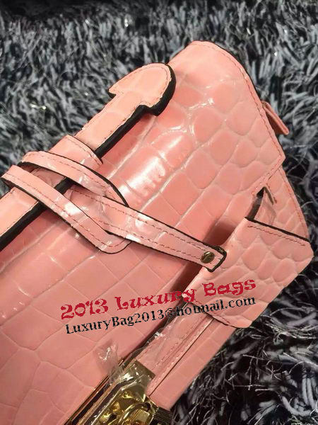 Hermes Kelly Clutch Bag Croco Leather K2651 Light Pink