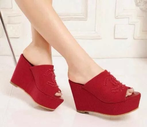 Chanel Wedges Canvas CH1111LRF Red