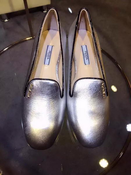 Prada Patent Leather Flat Shoe PD441 Silver
