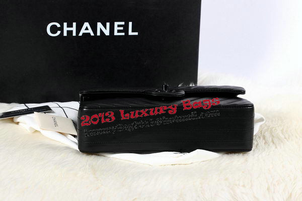 Chanel 2.55 Series Flap Bag Sheepskin Chevron Quilting A1112 Black