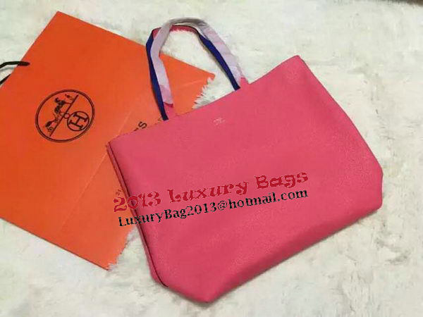 Hermes Shopper Double-Sided Bag Original Leather HS1209 Blue&Pink